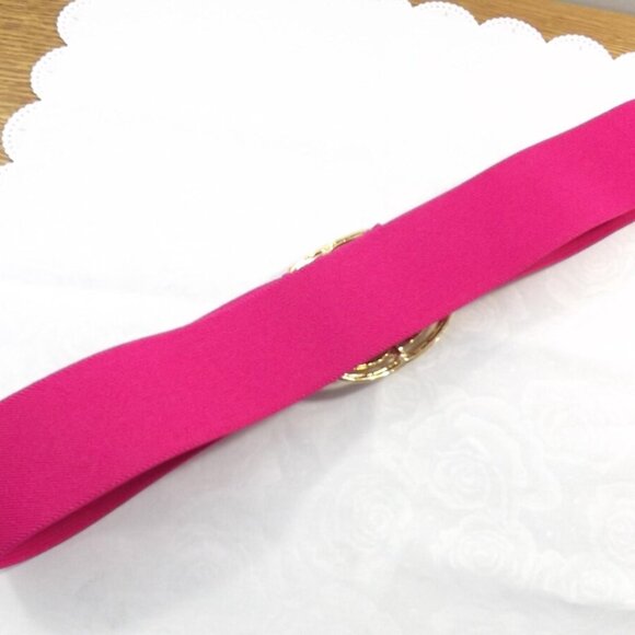 Fuchsia Pink Stretch Belt with Gold and Pink Buckle - Picture 4 of 10